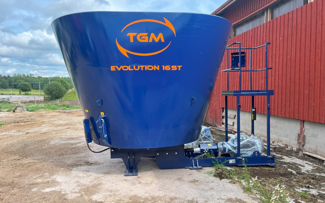 Stationär mixervagn för biogasanläggning